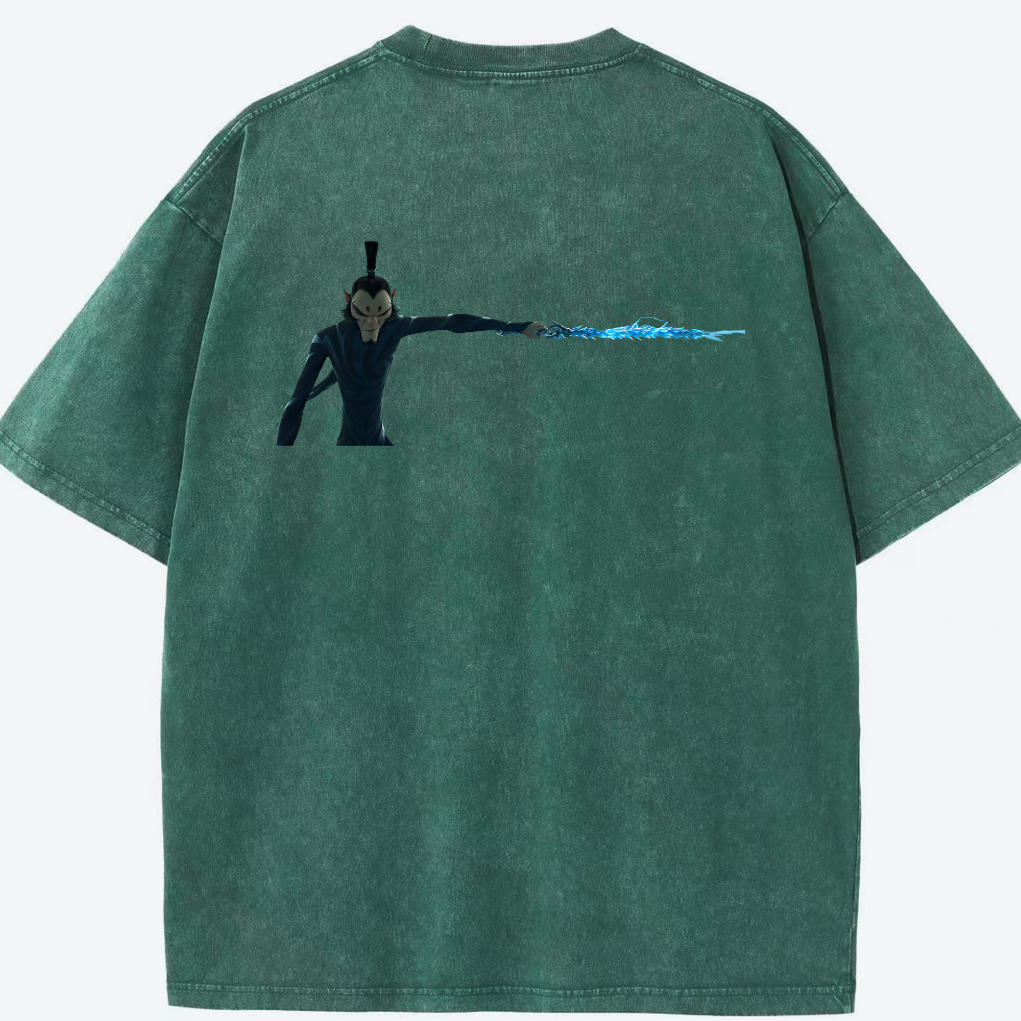 （画像用） Ne Zha 2 ナタ 魔童の大暴れ 綿100% ヴィンテージ風 半袖Tシャツ（背面プリント）